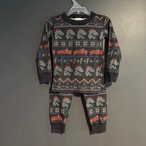 Hanna Andersson Xmas Dinosaur Car T-Rex Festive Pajamas, 3T